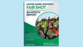 An image of Major Muriel Bowser's "84 month report" cover